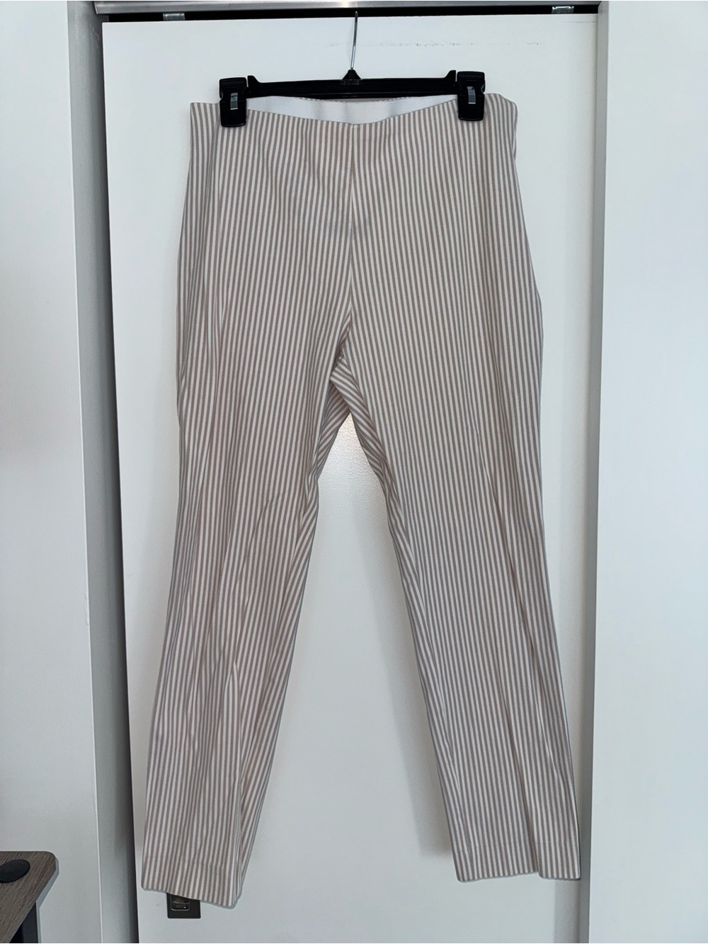 a new day Beige and White Pinstripe Straight-Leg Trousers